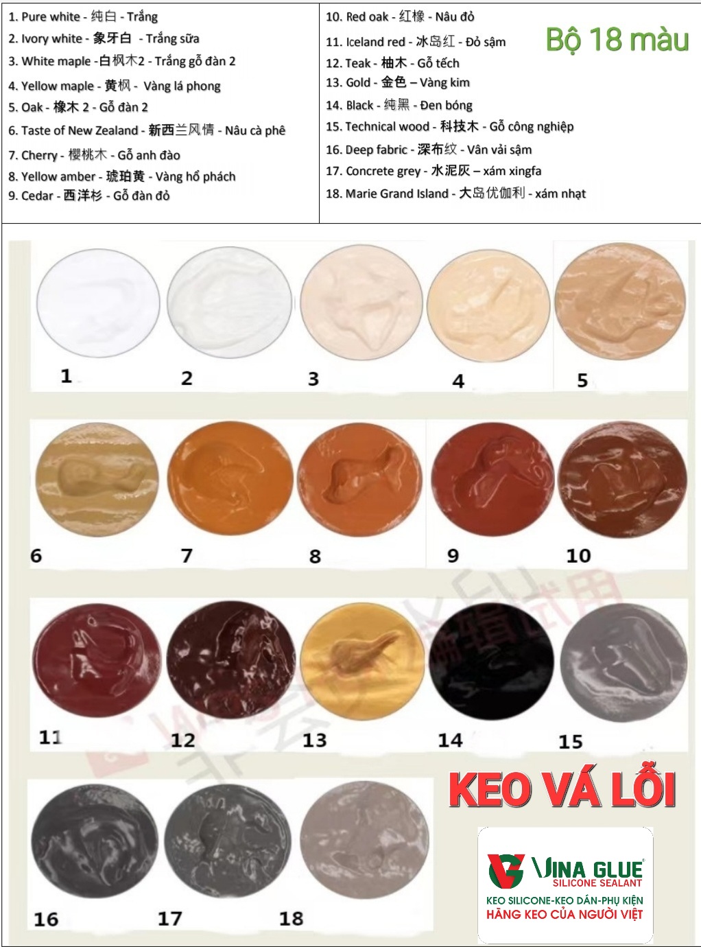 Keo vá lỗi - 18 màu